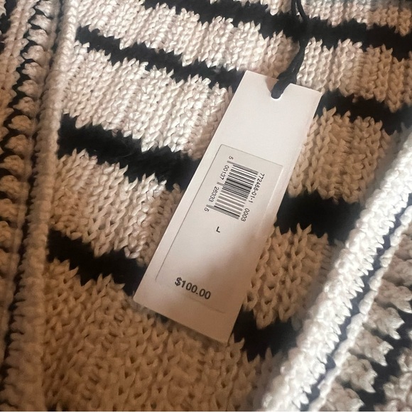 NWT Banana Republic Black and White Striped Crochet Vest Top, Large - Picture 8 of 13